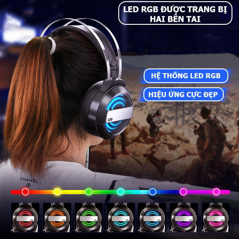 Tai nghe chụp tai máy tính GAMING MC Q9 cổng USB 7.1, có LED RGB siêu đẹp - K1235