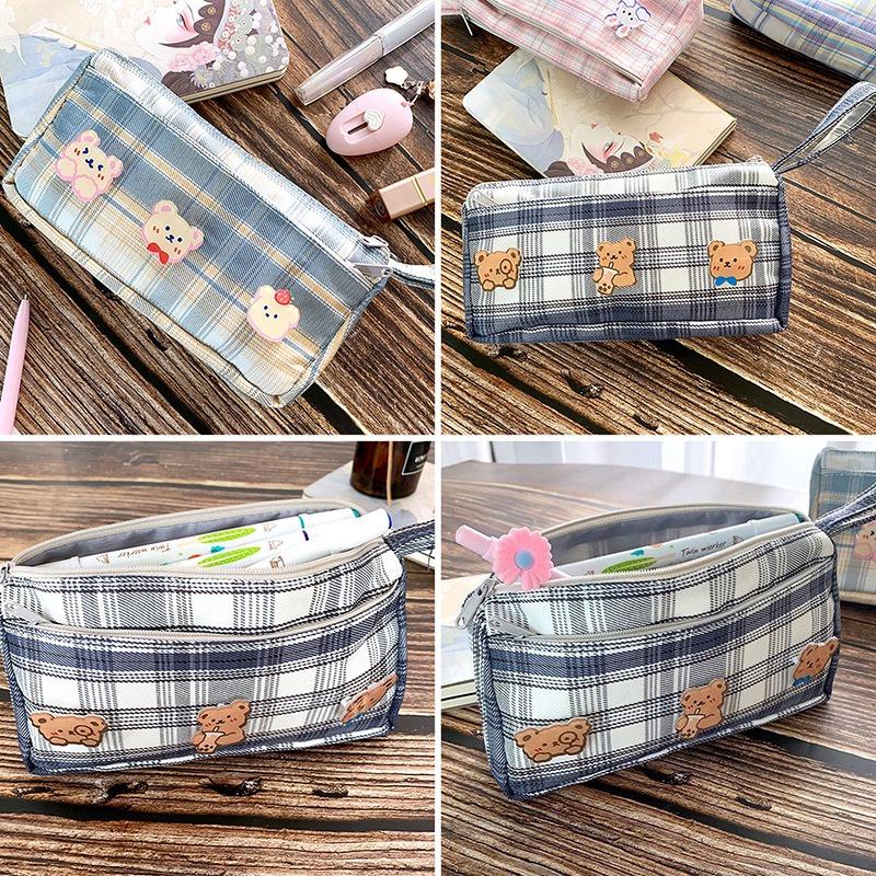 Tmdbyx Hộp Đựng Bút Hai Lớp Bằng Vải Bạt Phong Cách INS Cho Học Sinh