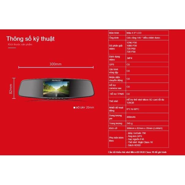 CAMERA HÀNH TRÌNH MÀN HÌNH DẠNG GƯƠNG GOSAFE 790 KÈM THẺ NHỚ