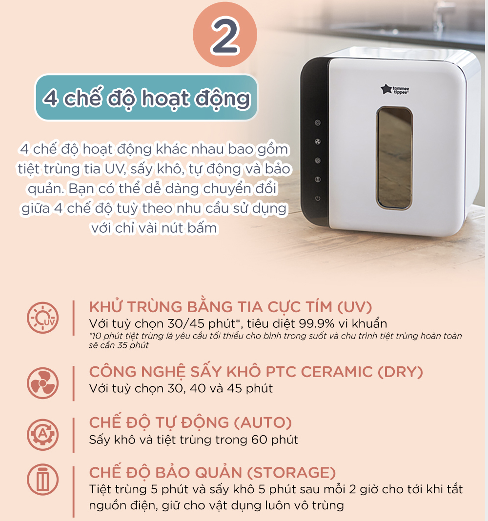 Máy tiệt trùng bằng tia UV và sấy khô Tommee Tippee