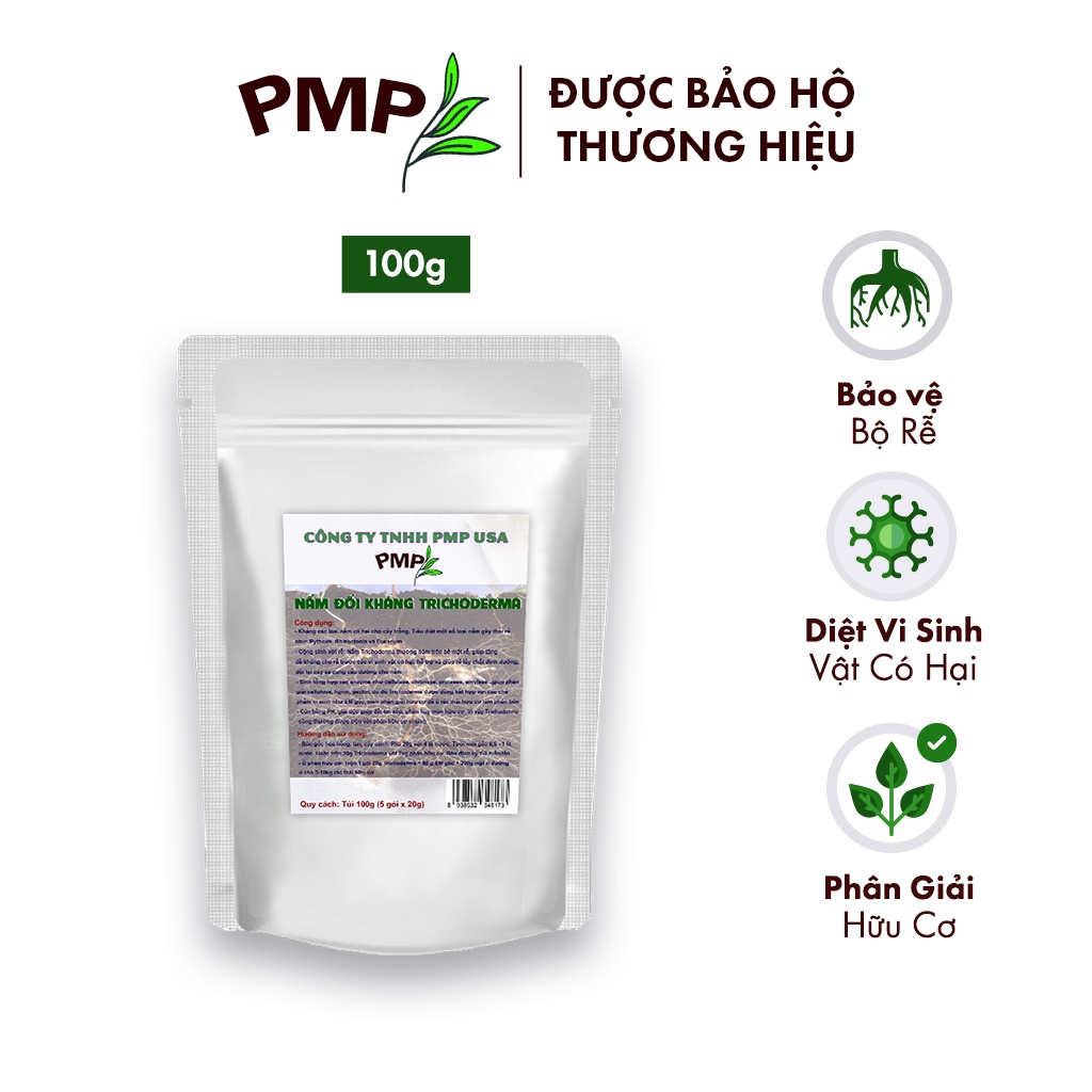 Nấm Trichoderma PMP Nấm Đối Kháng Phòng Thối Rễ, Ủ Phân Hữu Cơ Từ Rác Thải Hữu Cơ 100g