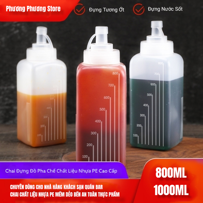 BÌNH ĐỰNG TƯƠNG ỚT / NƯỚC SỐT DT 800ML VÀ 1000ML - BÌNH BÓP ĐỰNG TƯƠNG ỚT NƯỚC SỐT CAO CẤP