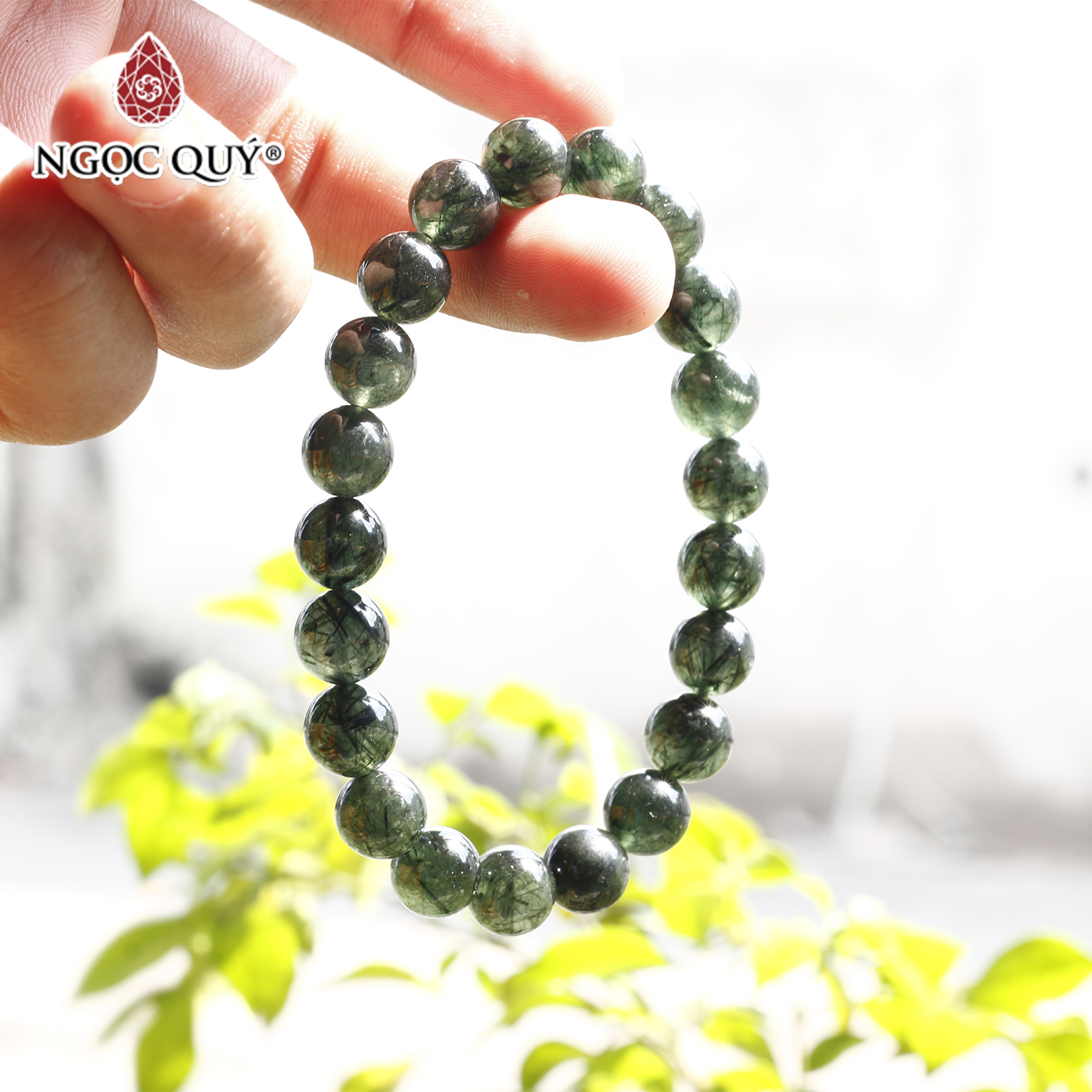 Vòng tay đá thạch anh tóc xanh mệnh hỏa, mộc - Ngọc Quý Gemstones