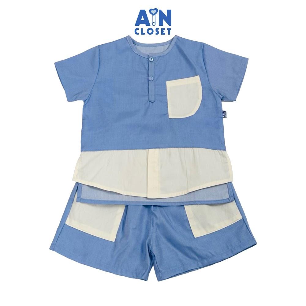 Bộ quấn áo Ngắn bé trai Xanh Túi Trắng cotton - AICDBTU78PXZ - AIN Closet