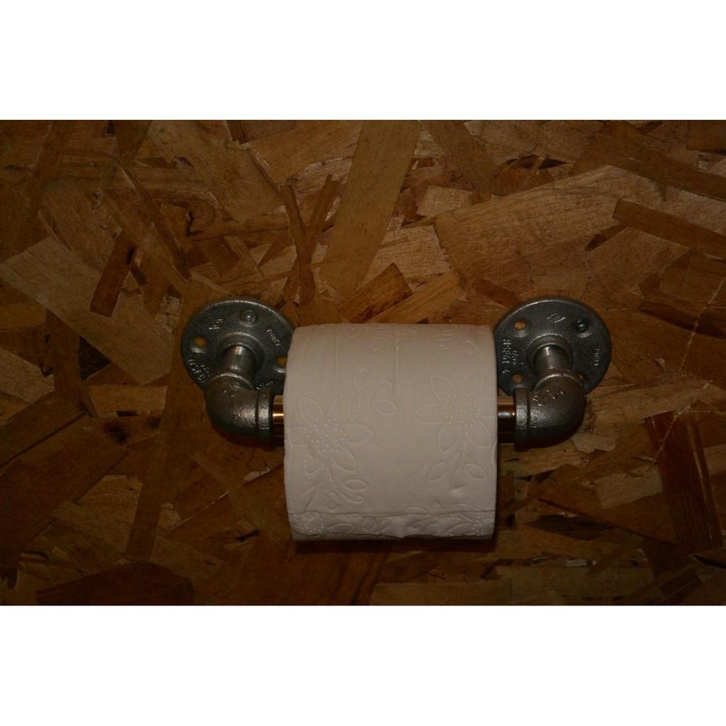 Kệ ống nước mini kèm móc treo tường WC, kệ ống nước lắp ráp chất liệu ống sắt cao cấp trang trí đẹp
