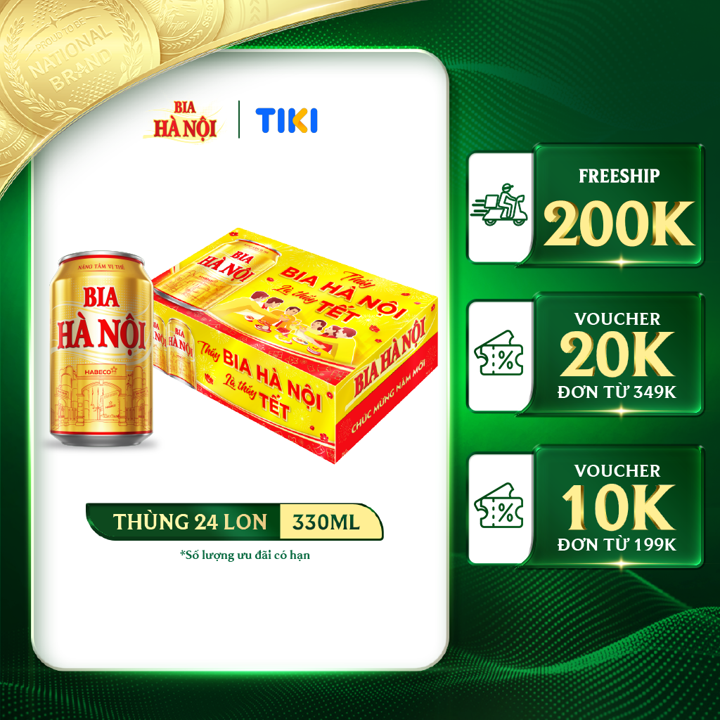 Bia Hà Nội phiên bản Tết - Thùng 24 lon 330ml