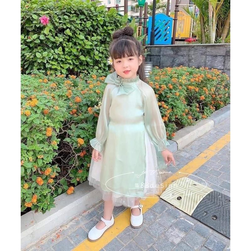 Áo dài bé thiết kế nơ cổ