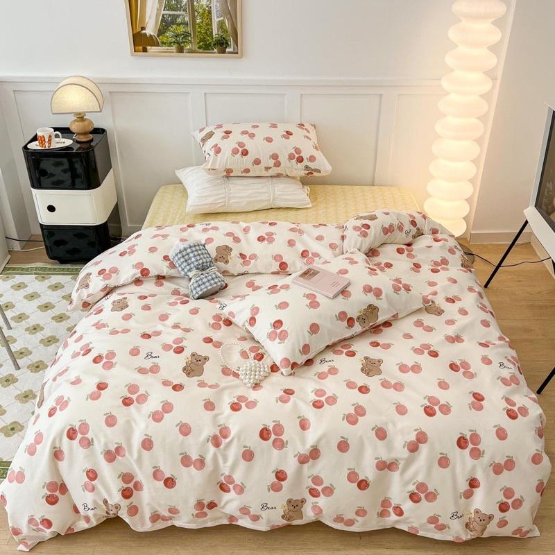 Bộ Chăn Ga Gối Living 100%cotton Hàng Nhập Khẩu Cao Cấp 4 Món Hoa Thỏ