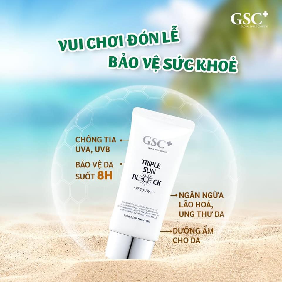 Kem chống nắng vật lý GSC TRIPLE SUN BLOCK SPF 50+/PA+++ chính hãng 50g