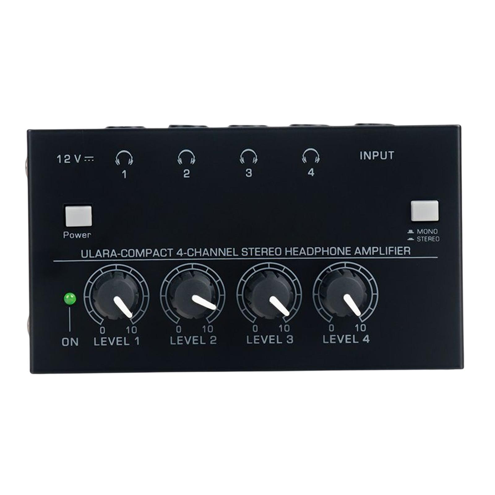 Compact Stereo Headphone Amplifier 4 Channels Professional for Studio Mixing