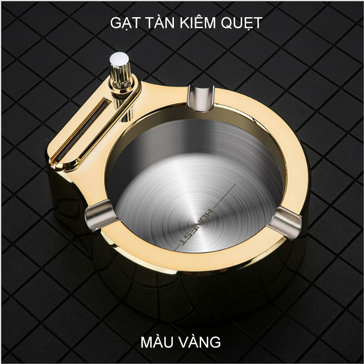 Gạt tàn kiêm quẹt 2 trong 1, đáy bằng inox