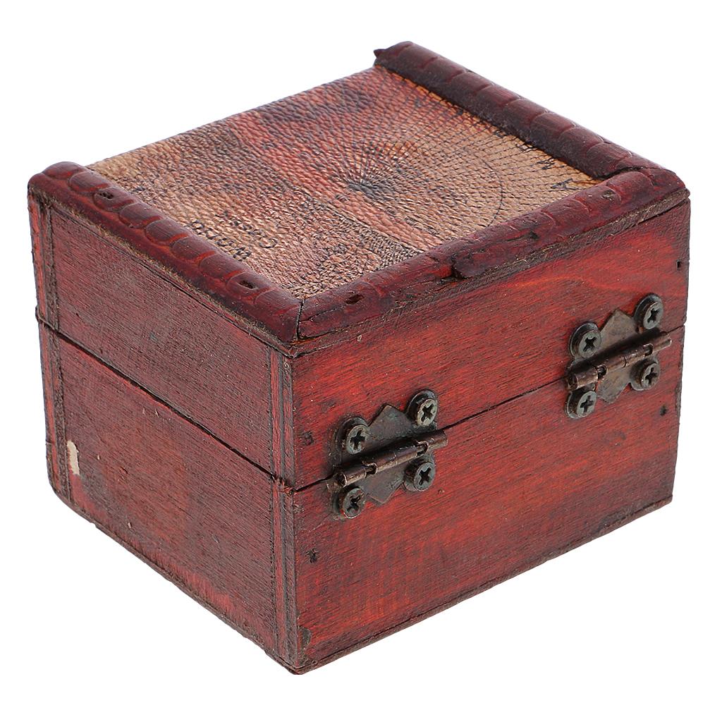 Vintage Metal Lock Jewelry Treasure Chest Case Wooden Box Storage Box Gift