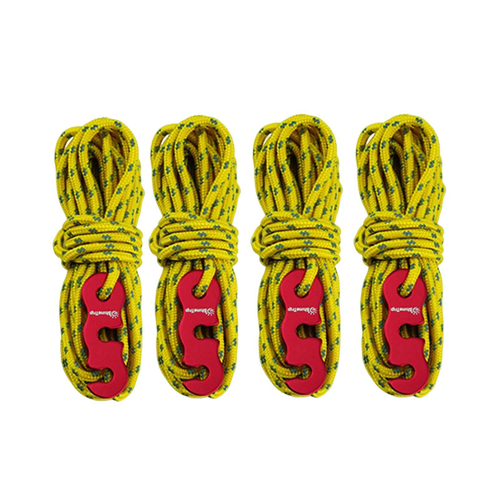 4 Pieces Tent Rope 3mm Diameter with Cord Adjuster Camping Rope for Hiking Accessories