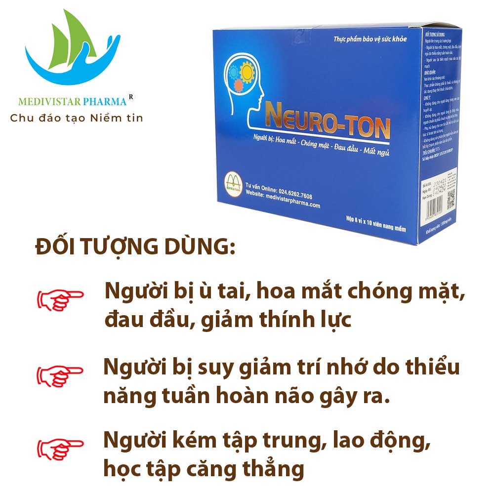 Combo 2 Hộp Bổ Não NEUROTON Hỗ Trợ Cải Thiện Mất Ngủ, Suy Giảm Trí Nhớ, Tăng Cường Tuần Hoàn Máu 60 Viên/Hộp