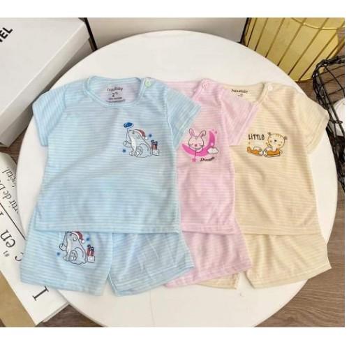 Bộ quần áo sơ sinh cọc tay mẫu kẻ NB cho bé từ 0-15 tháng tuổi