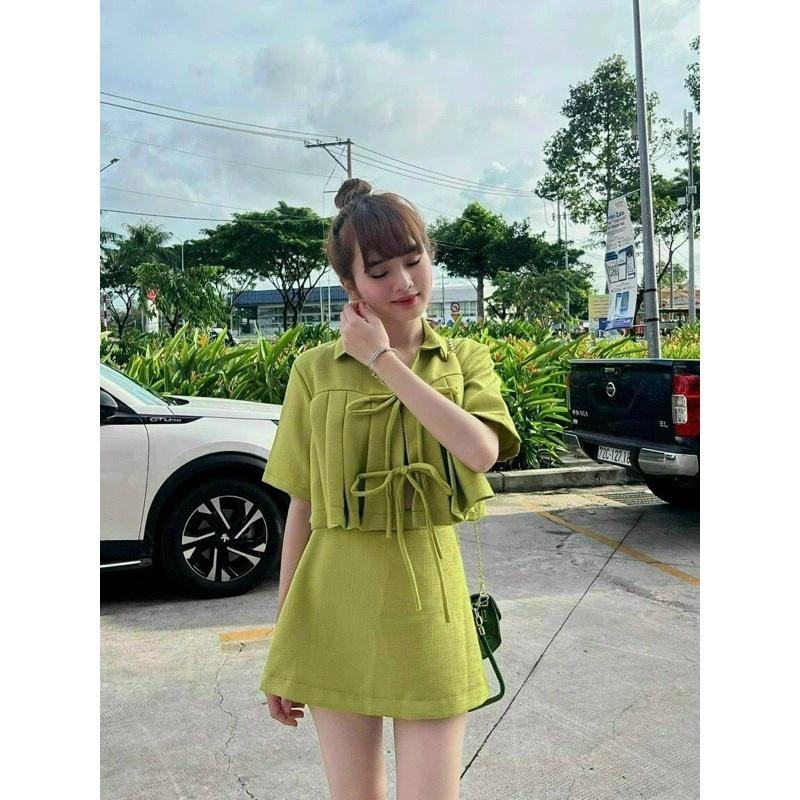 SÉT ÁO CỘT DÂY NƠ KÈM CHÂN VÁY