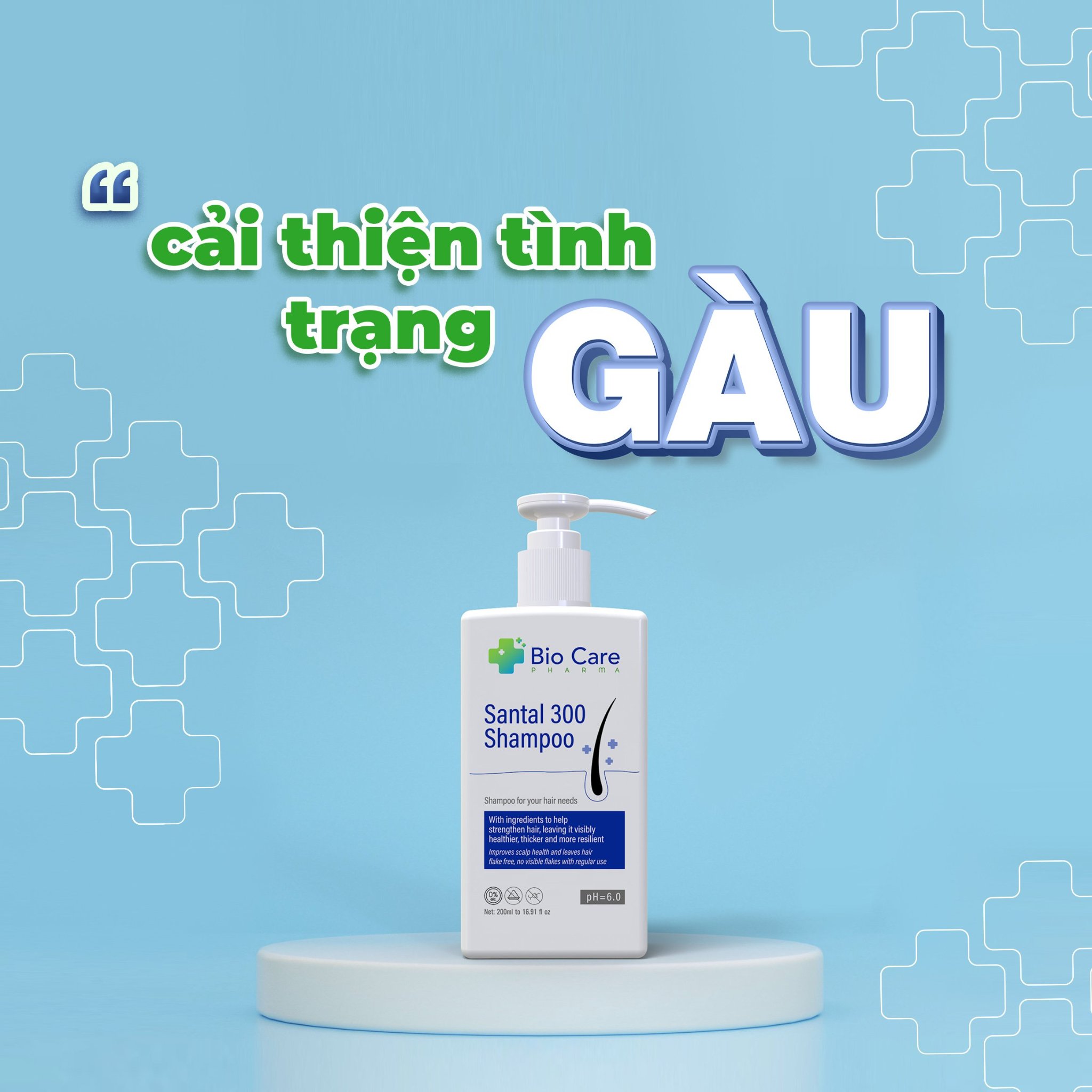 [MUA 2 Tặng 1 Lược] Dầu Gội Dược liệu giảm gàu , nấm ngứa da đầu Santal 300 Shampoo 200ml.