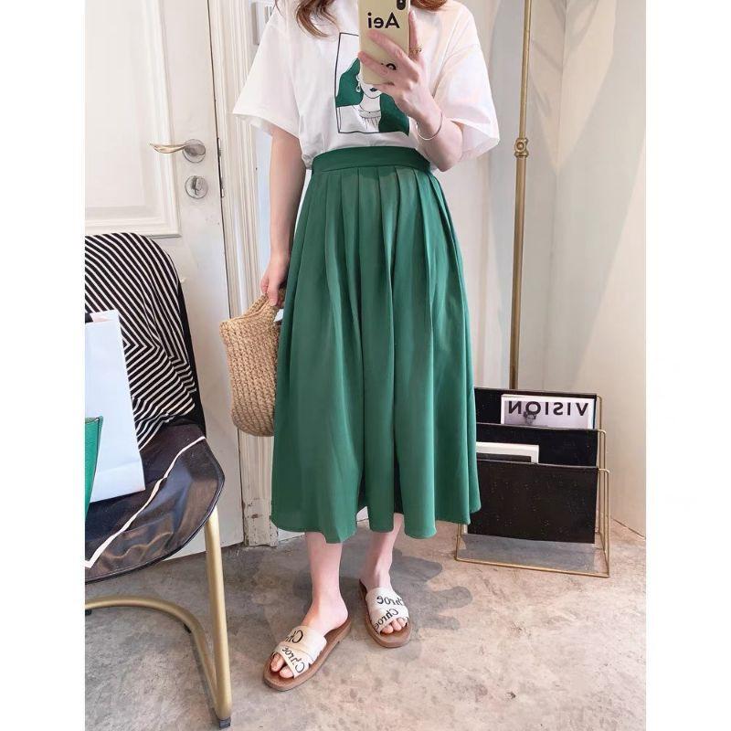 SET ÁO PULL XANH CÔ GÁI CHÂN VÁY MIDI DÀI