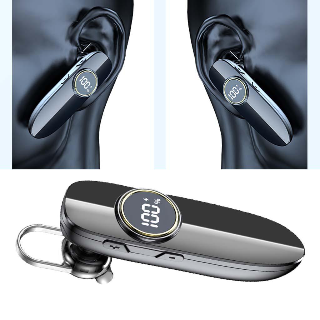 Bluetooth 5.2 Earphone IPX7 Waterproof 48H Call LED Battery Display Single-Ear Headset for Running Office Driving Business Handsfree