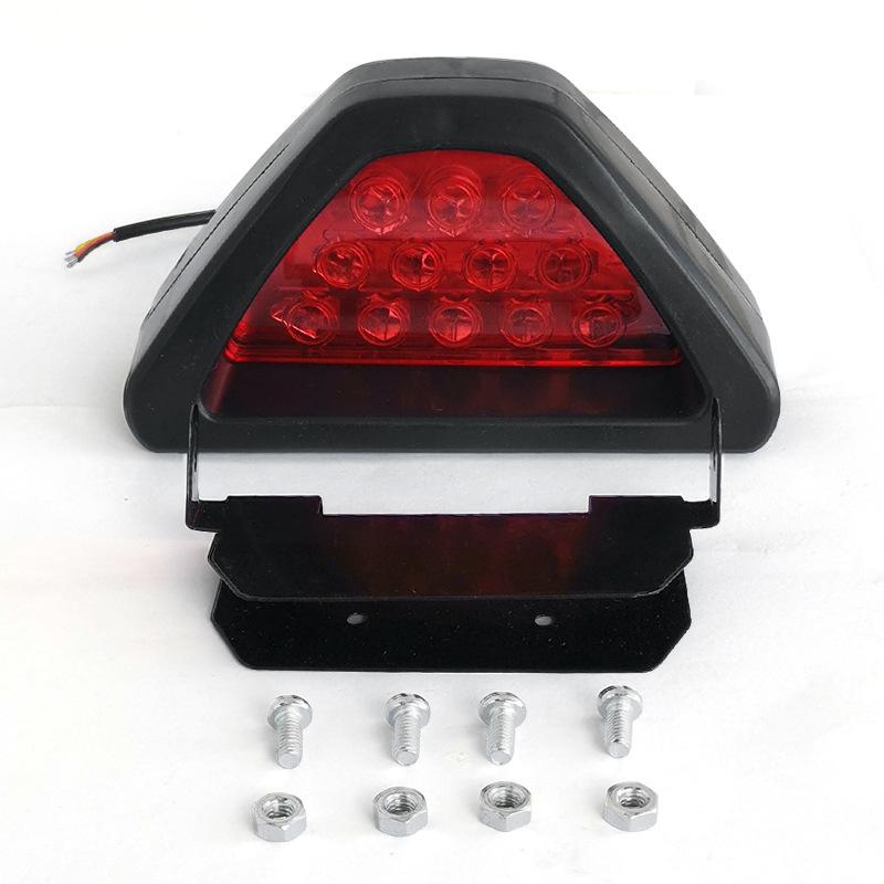 Giao hàng nhanh đèn LED phanh xe máy nhấp nháy đuôi tam giác đèn cảnh báo mô hình chung sửa đổi đèn phanh nhấp nháy 12LED