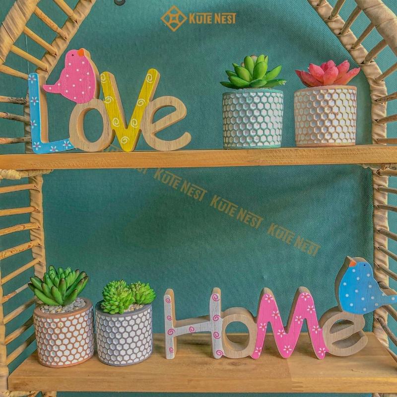 Chữ gỗ trang trí, chữ Love, Home bằng gỗ tự nhiên cao cấp, decor bàn làm việc, trang trí văn phòng độc đáo