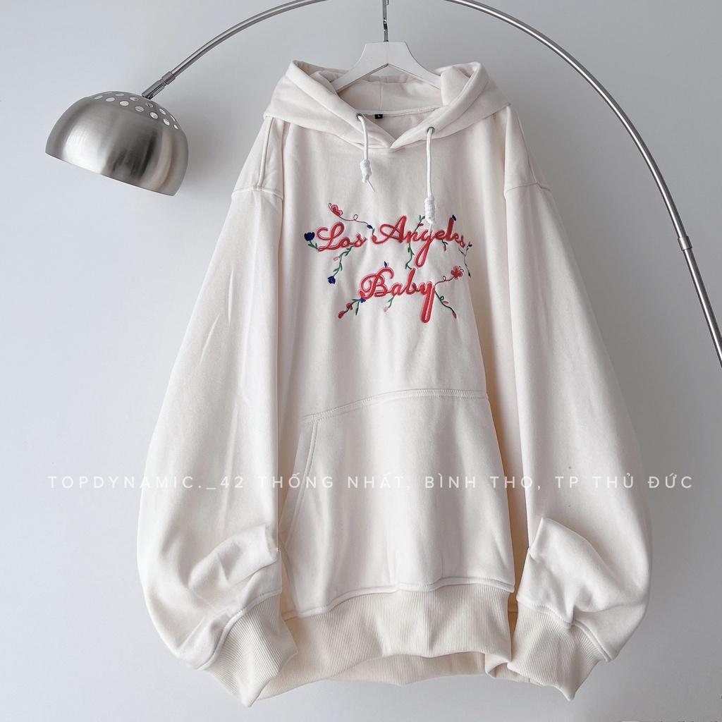 Áo Hoodie thêu &quot; LOS ANGELES BABY &quot; / form rộng unisex (Ảnh shop chụp)