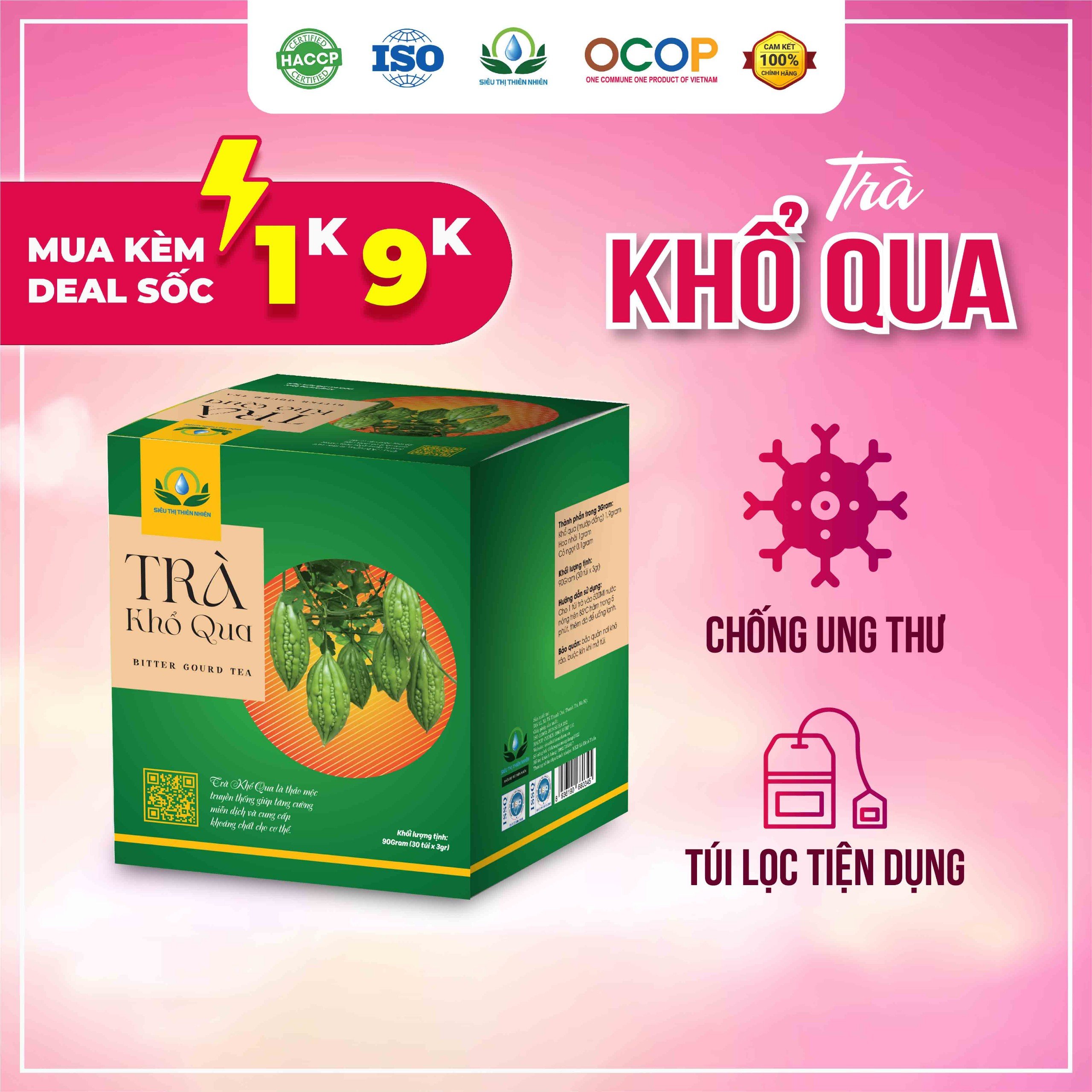 Trà Khổ Qua giúp tăng cường miễn dịch, đào thải độc tố hộp 30 Túi Lọc Siêu Thị Thiên Nhiên