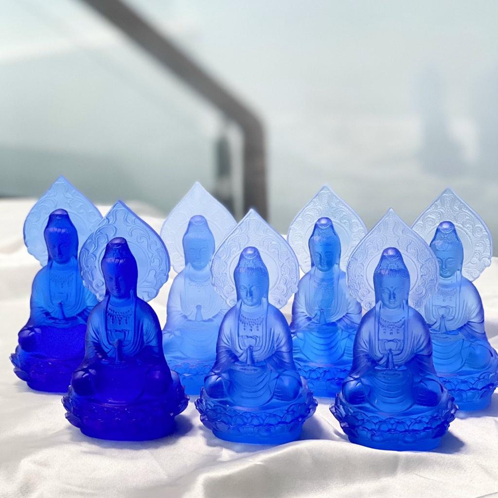 Tượng Quan Thế Âm Lá Bồ Đề, Quan Thế Âm Để Ô tô Đá LƯU LY - Kích Cỡ 12cm