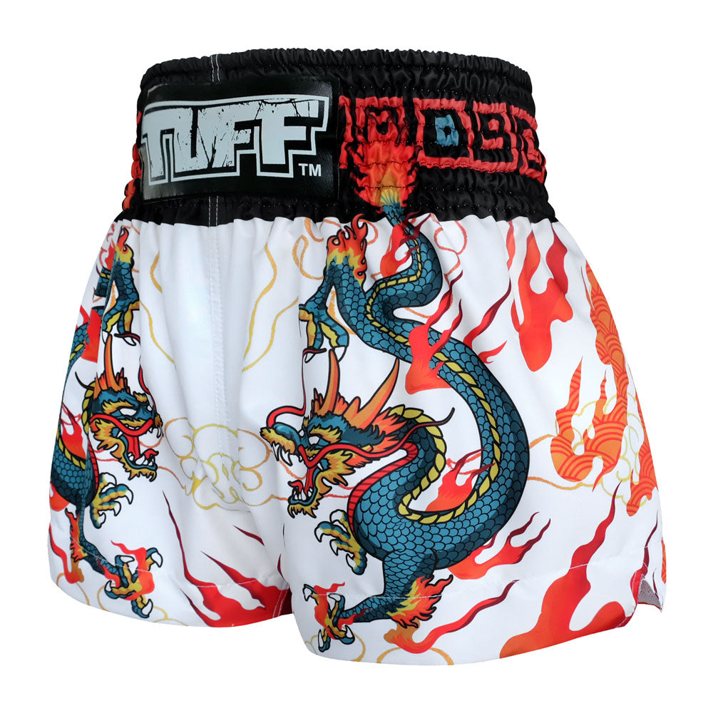 Quần TUFF Muay Thai White With Blue Dragon