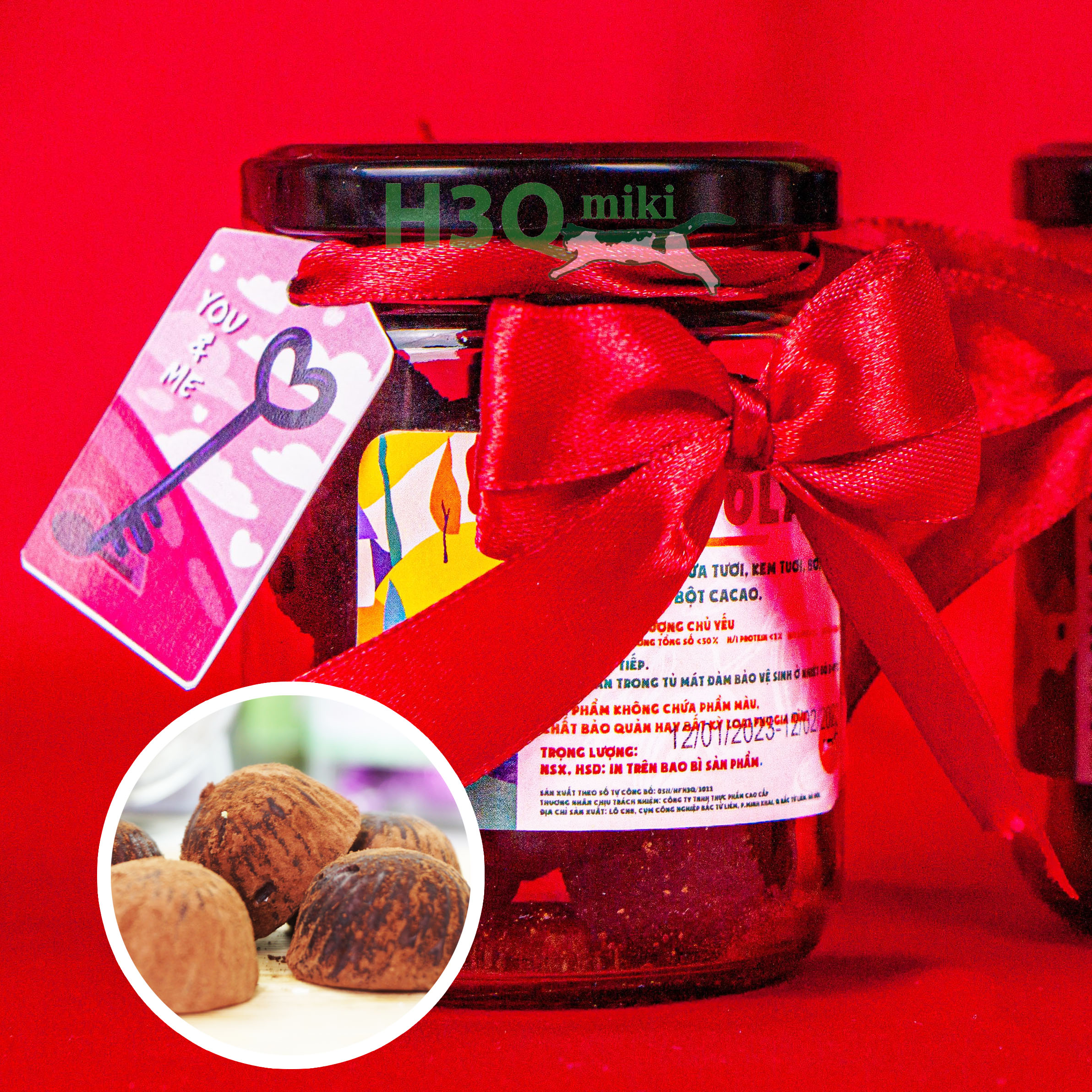 Socola Đen Tươi Phủ Cacao H3Q Miki KHÔNG CHẤT BẢO QUẢN Lọ Thủy Tinh 125g
