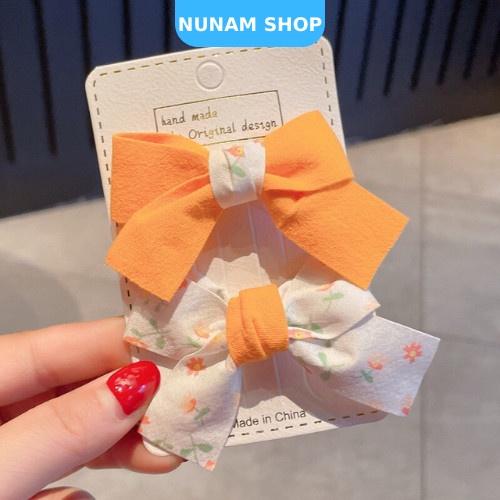 Set 2 kẹp nơ hoa chất vải dày đứng form xinh xắn cho bé Nunam Shop