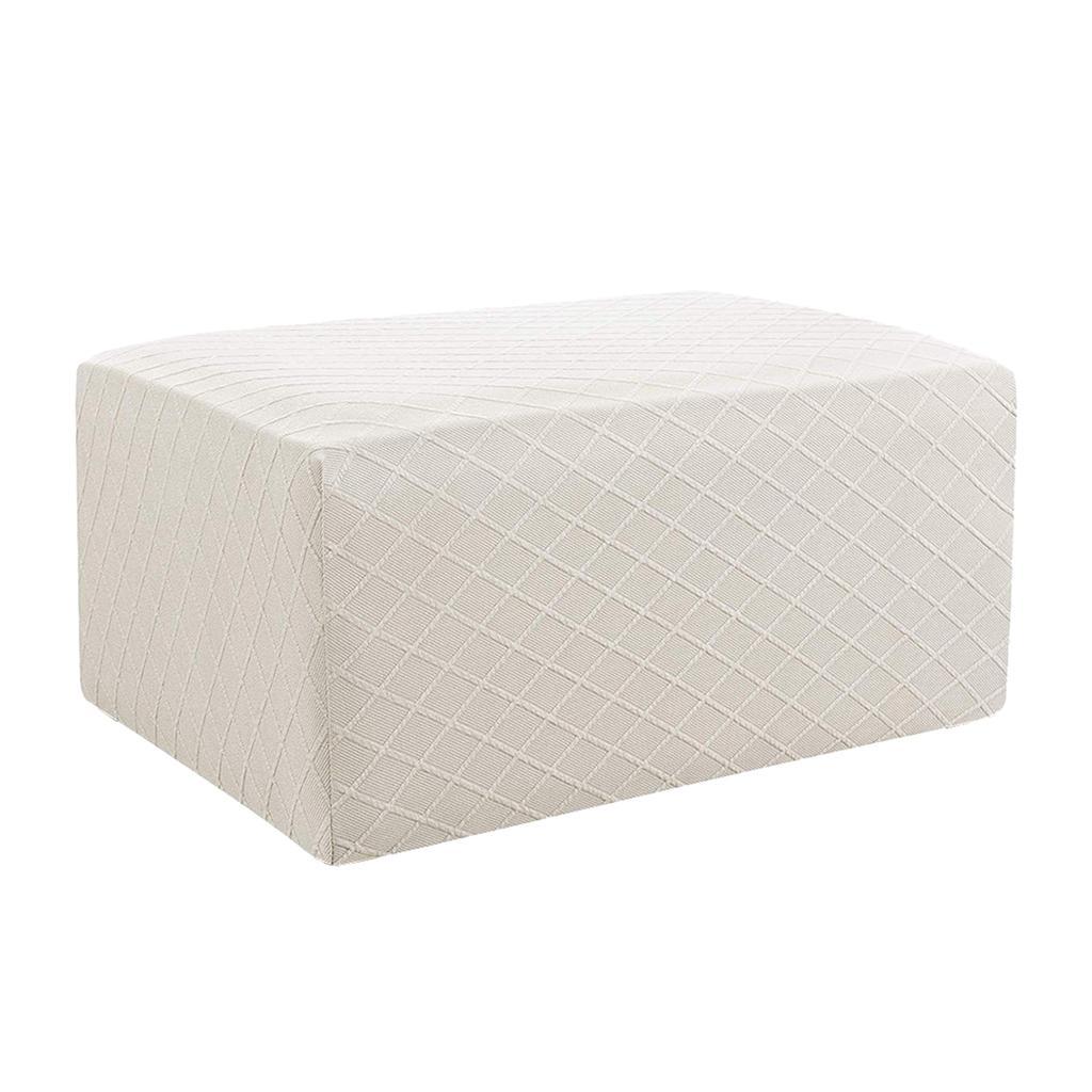 Storage Ottoman Stool Cover Footstool Stretch Grid Slipcover White