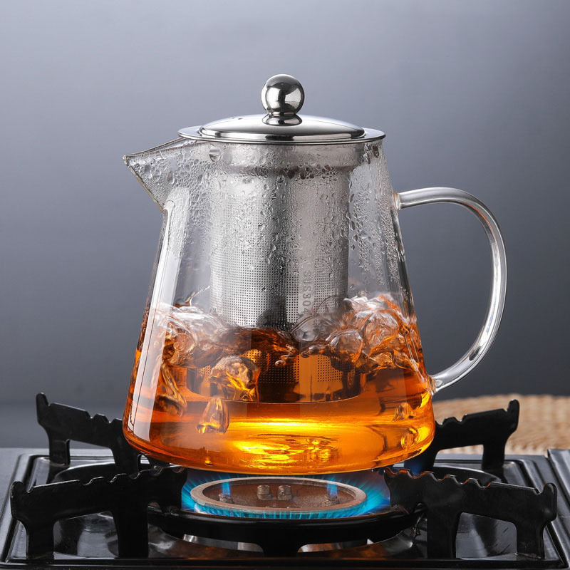 Hàng Cao Cấp Bình pha trà thủy tinh crystal có lõi lọc trà và nắp inox SUS 304 (tặng sét 4 cọ vs vòi ấm)