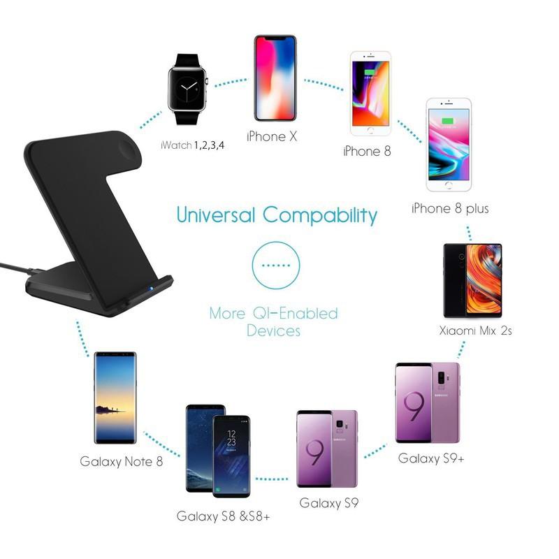 Dock sạc không dây 2in1 cho Iphone AppleWatch và Android