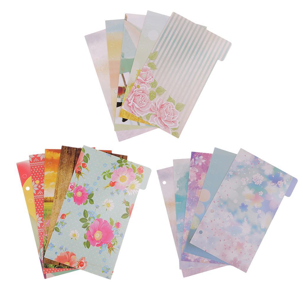 5 Pieces Colorful 6 Holes Memo Paper Indexing Dividers Sheets For Journal Note Book Diary Cardstock
