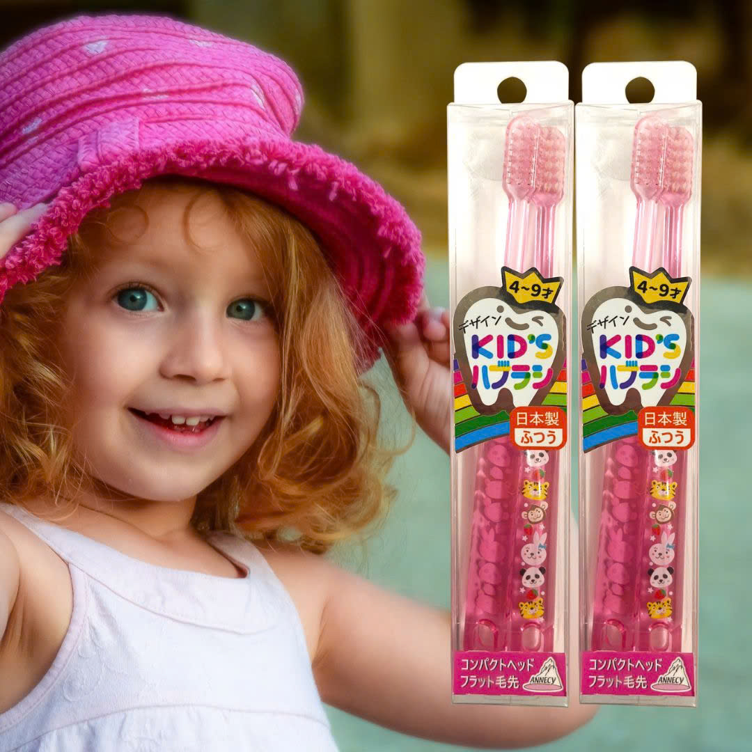 Set 2 Cây Bàn Chải Đánh Răng Cho Bé 04~09 Tuổi DKH – 285AP Màu Hồng Động Vật
