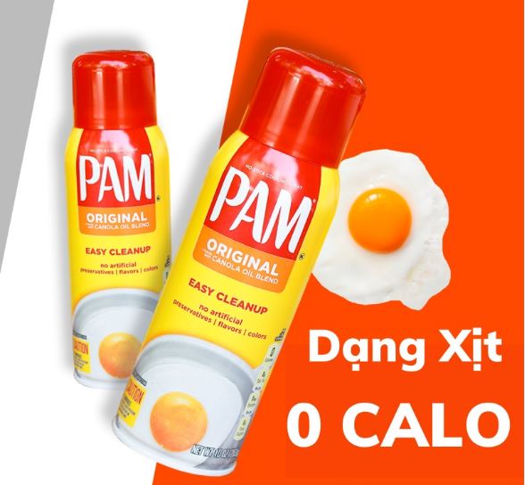 Dầu ăn kiêng dạng xịt Pam 0 calo chính hãng chiên xào ăn eatclean, giảm cân, keto, gymer340g