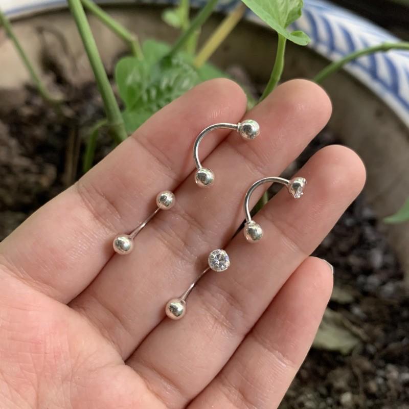 Bông tai bạc chốt bi vặn