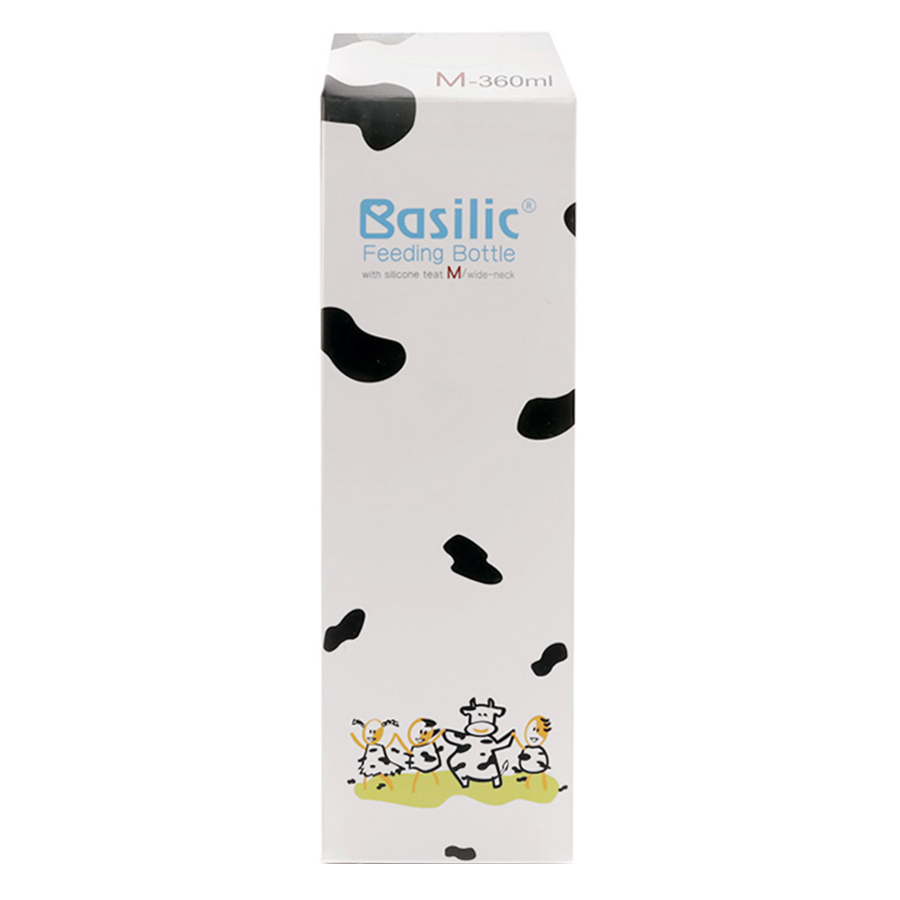 Bình Sữa PC Cổ Rộng Núm Ty Silicone Basilic D029 360ml (Size M)