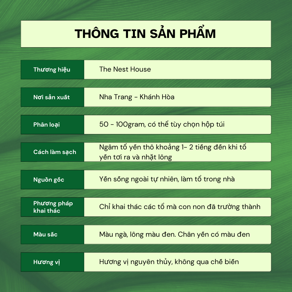 Tổ yến sào thô nguyên tổ nguyên chất 50gr 100gr tổ yến già ít lông The Nest House