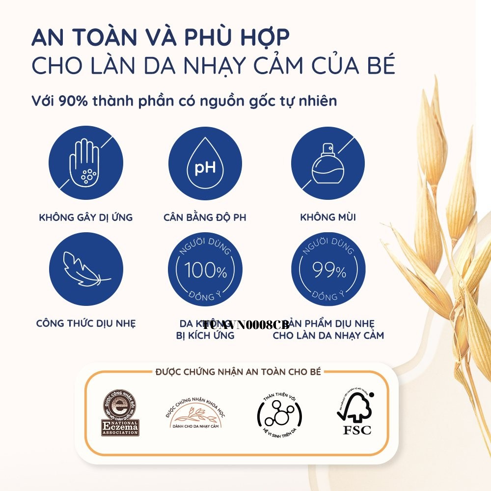 Bộ làm sạch & sữa dưỡng ẩm cho bé da nhạy cảm Aveeno Baby Daily Moisture.