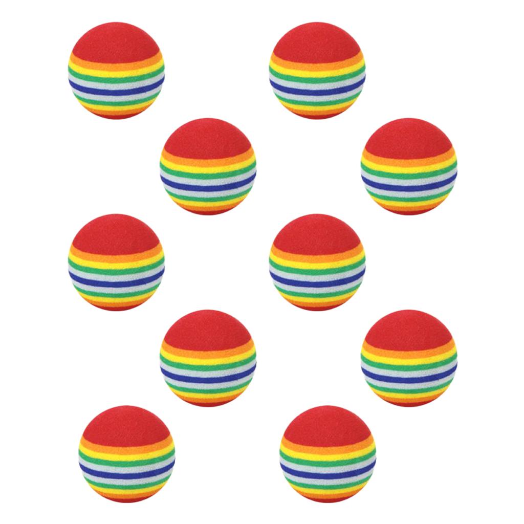 10Pcs EVA Foam Golf Balls Rainbow Stripe Swing Practice Training Aids Sports