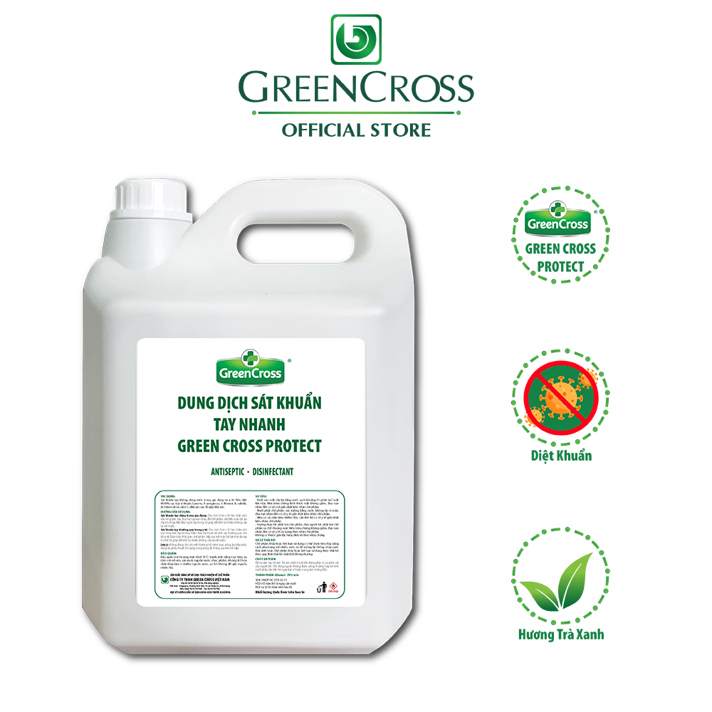 SÁT KHUẨN TAY NHANH GREEN CROSS PROTECT 5L - Tặng thêm 1 chai xịt khuẩn bề mặt Green Cross A2