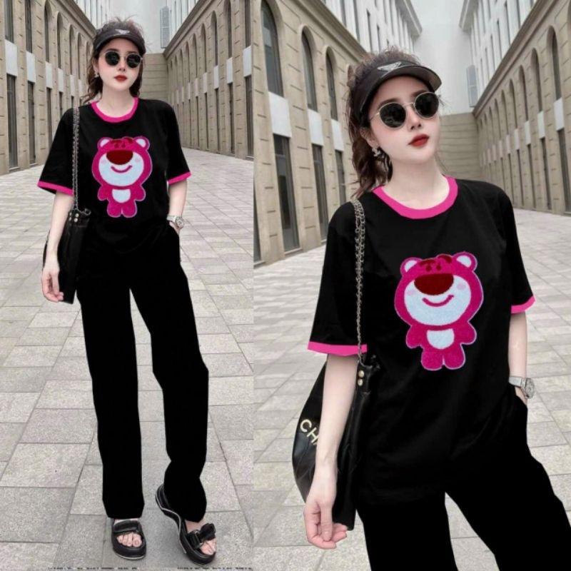 Sét đồ bộ nữ cao cấp quần ống suông kèm áo thêu hình siêu kute mẫu mới chất bao dep9ư r