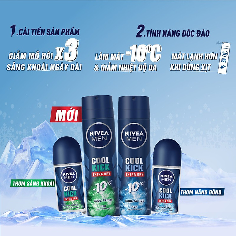 Lăn Ngăn Mùi NIVEA MEN Cool Kick Mát Lạnh (50ml) - 82886