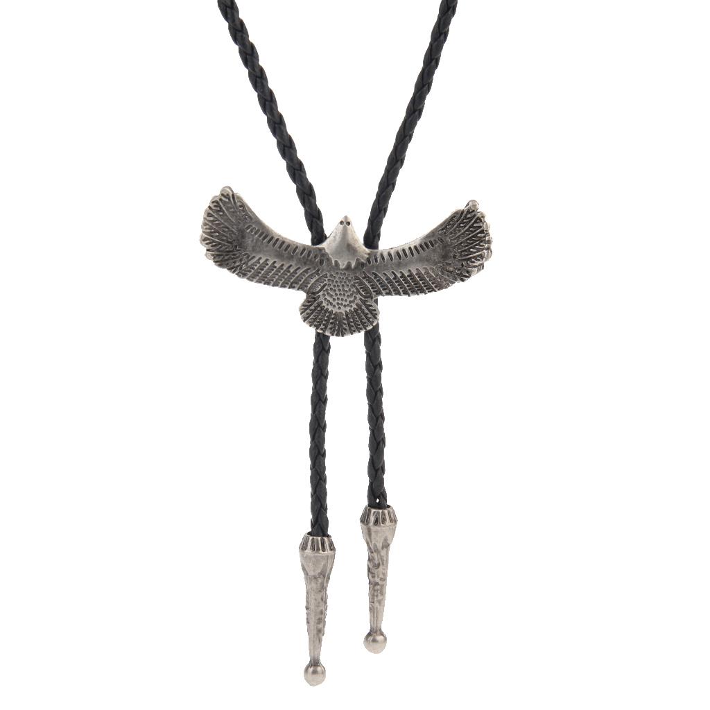Adult Men Antique Style Alloy Metal Eagle Pendant Bolo Tie Necktie Necklace