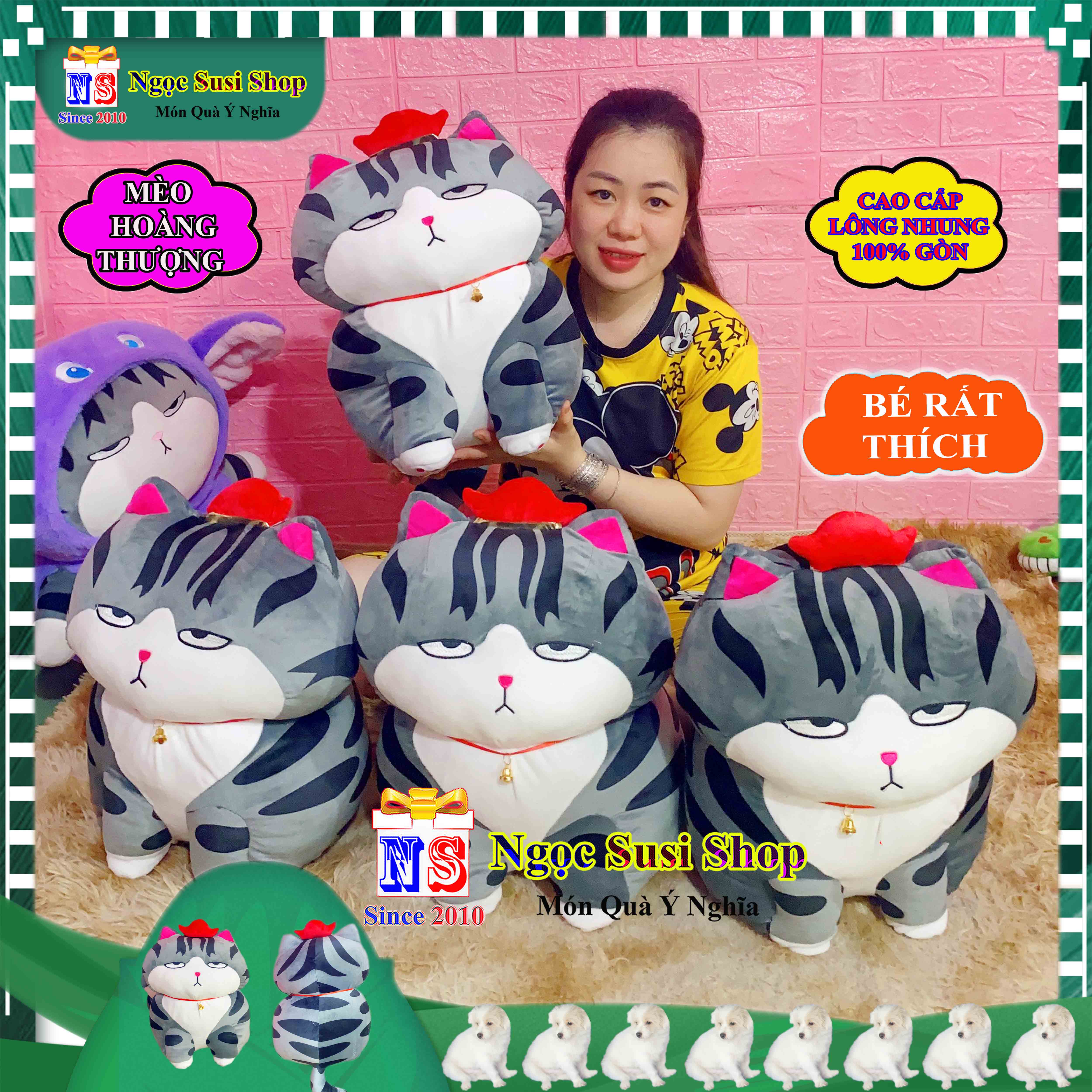GỐI ÔM THÚ BÔNG CON MÈO HOÀNG THƯỢNG SIÊU MỀM MỊN QUÁ ĐẸP SIZE 50CM - GẤU BÔNG CON MÈO THƯỢNG ĐẾ HÀNG HOT GIAO NHANH