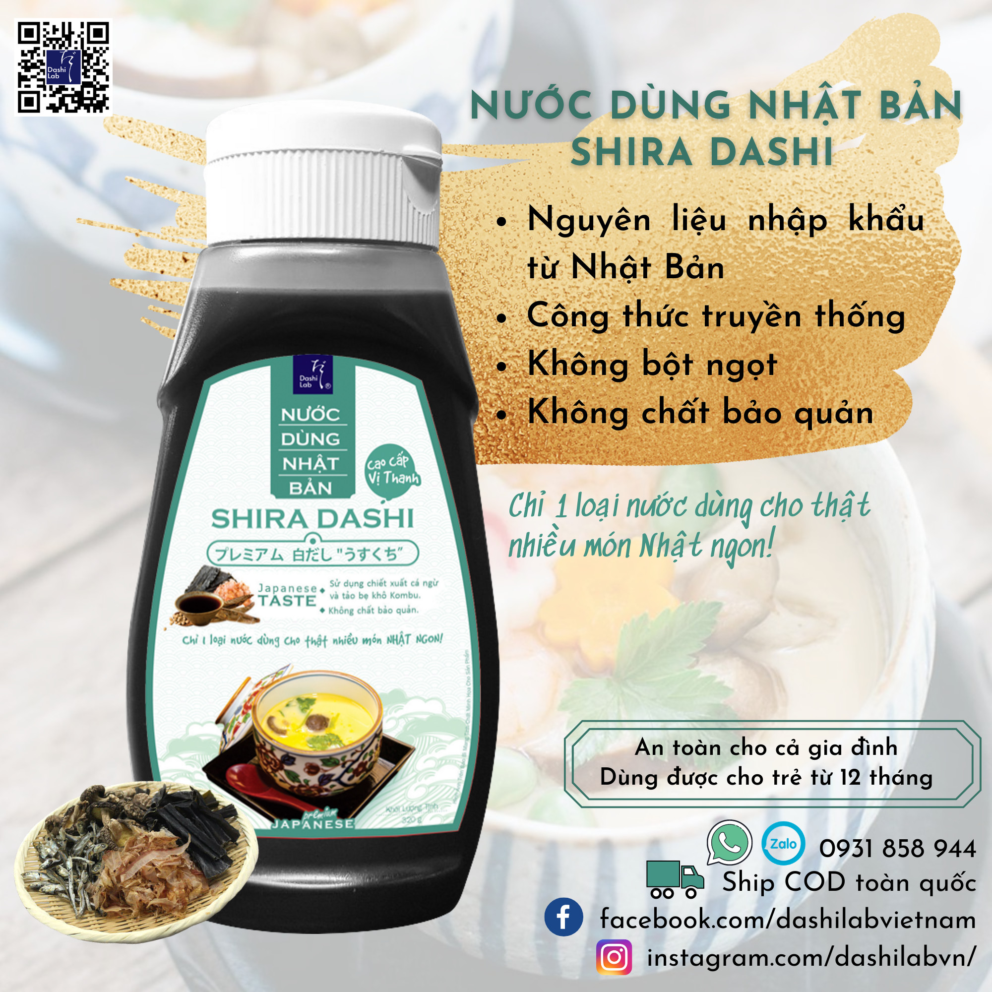 Nước Dùng Shira Dashi Nhật Bản Cao Cấp (Vị thanh) - Dashi Lab - 320g/chai