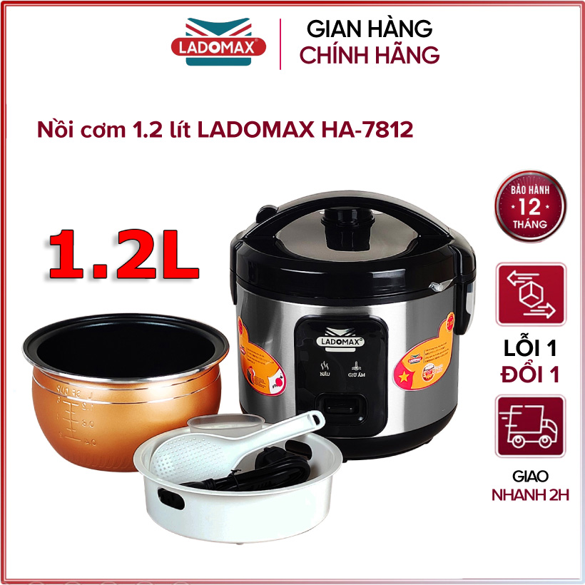 Nồi cơm điện nắp gài 1.2 lít Ladomax HA-7812 - Hàng chính hãng