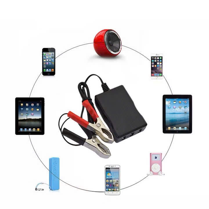 Kẹp Bình Ắc Quy Sạc Điện Thoại 3 Cổng USB – Tự Ngắt Bảo Vệ, Loại Xịn Sạc Nhanh Siêu Bền